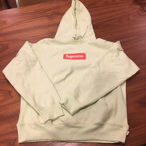 Supreme box logo hoodie fw17 Pale Lime hooded